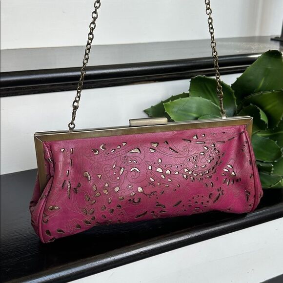 Patricia Nash Genuine Leather Cutout Shoulder Clutch Handbag Vintage-Inspired - Picture 3 of 9